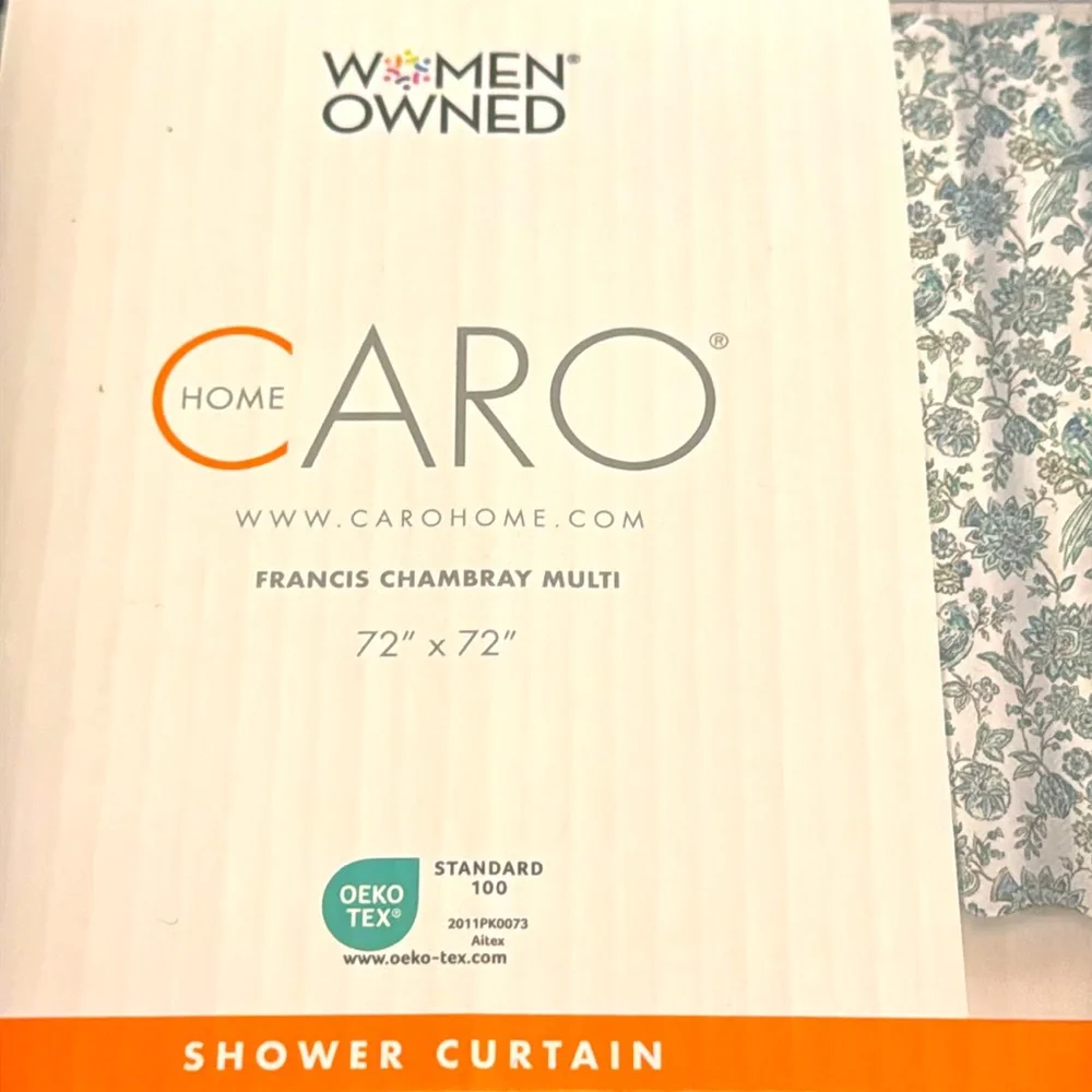 CARO HOME 100% Cotton Shower Curtain With Birds/Flower Design
